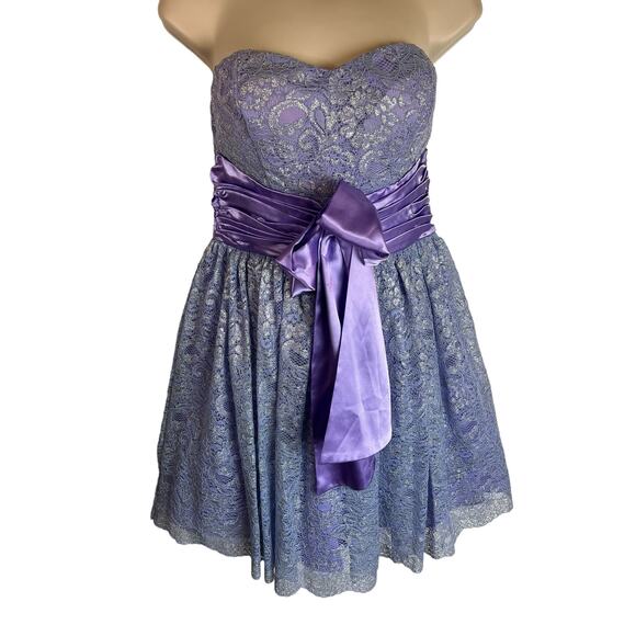 As U Wish Purple Lace Strapless Formal Party Prom Dress 5 - Picture 2 of 10